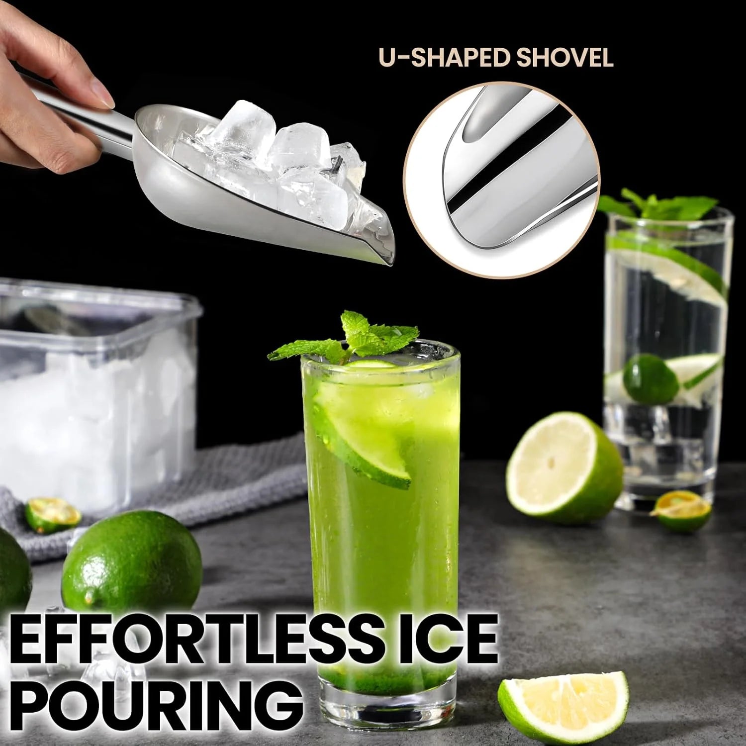 Multi functional metal ice spoon - ice bucket stainless steel small ice spoon - kitchen small tool biscuit flour pet dog food sp Peaceful Pleasures Health and Wellness