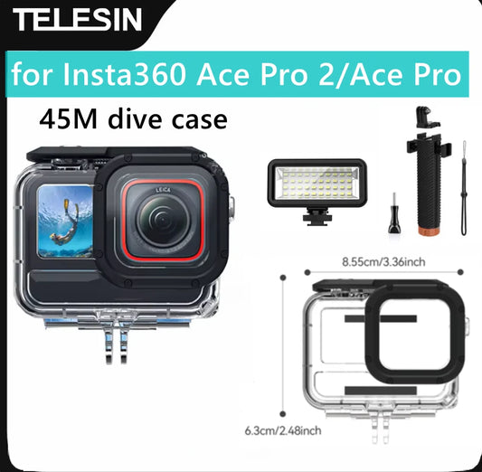 TELESIN 45M Waterproof Case for Insta360 Ace Pro & Pro 2 Waterproof Camera Housing Oasis Select
