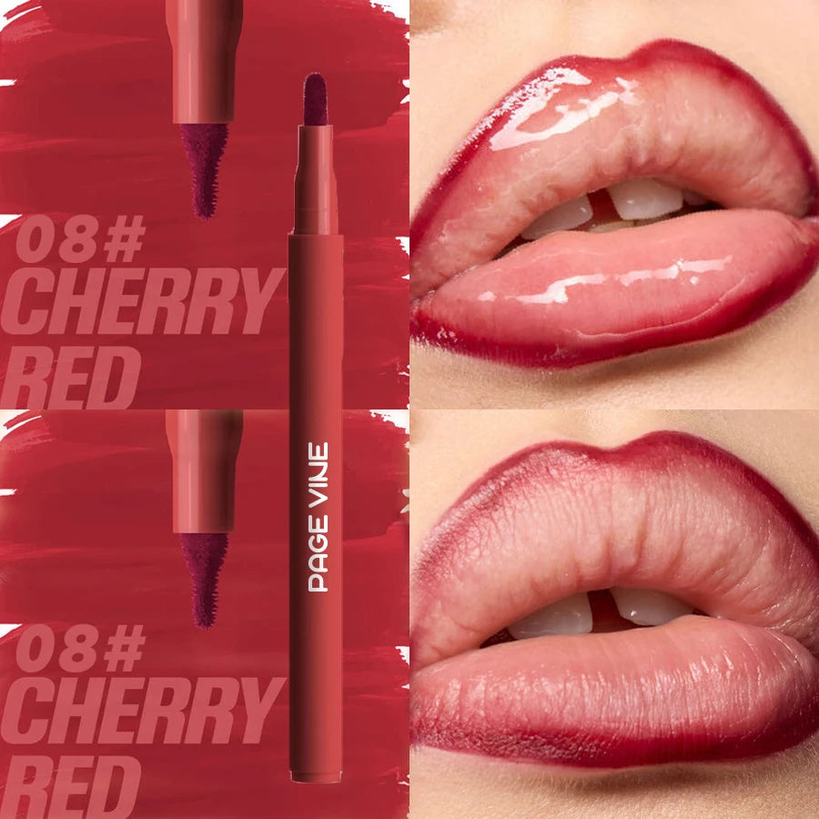 Velvet Matte Waterproof Lip Liner Pencil – Nude & Cherry Red
