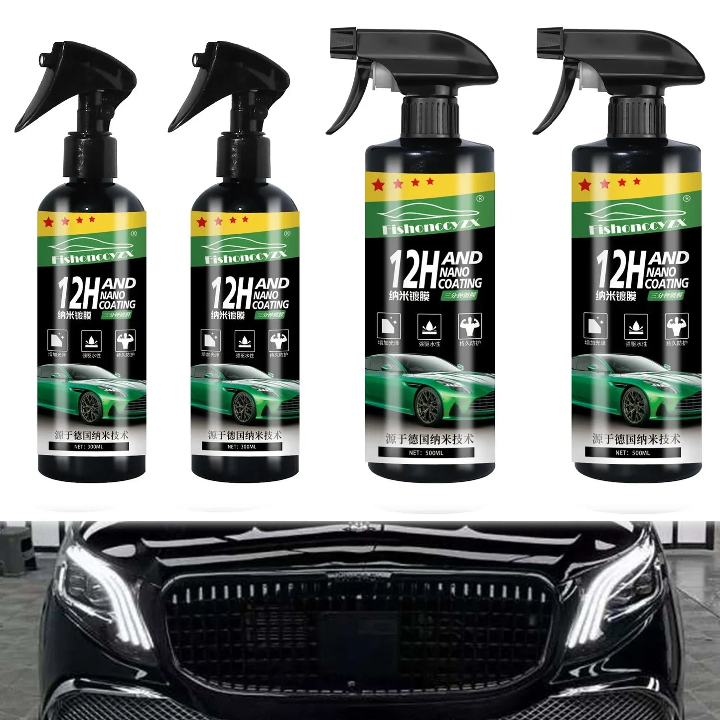 12H Nano Ceramic 500ml Car Coating Auto Detailing Products Liquid Spray Polish Wax Film Paint Care Protector Kit Accessories Peaceful Pleasures Health and Wellness