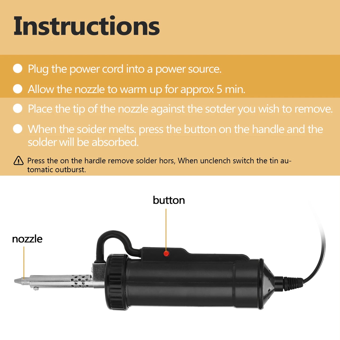 Automatic Portable Electric Solder Tin Sucker Vacuum Soldering Remove