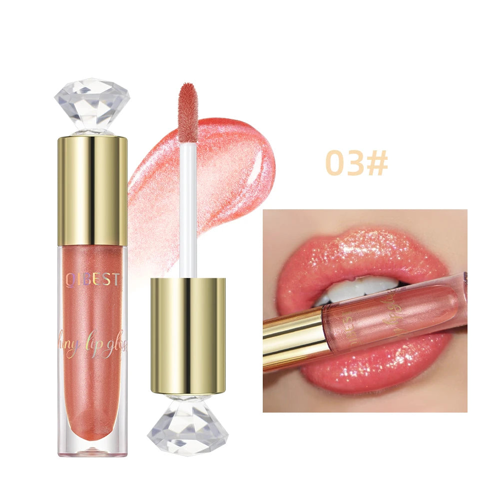 QIBEST Glitter Lipgloss Shimmer Diamond Lip Gloss Lasting Makeup Moisturizing Lip Glaze Shiny Cosmetics Lip Stain Tint For Women Peaceful Pleasures Health and Wellness 03