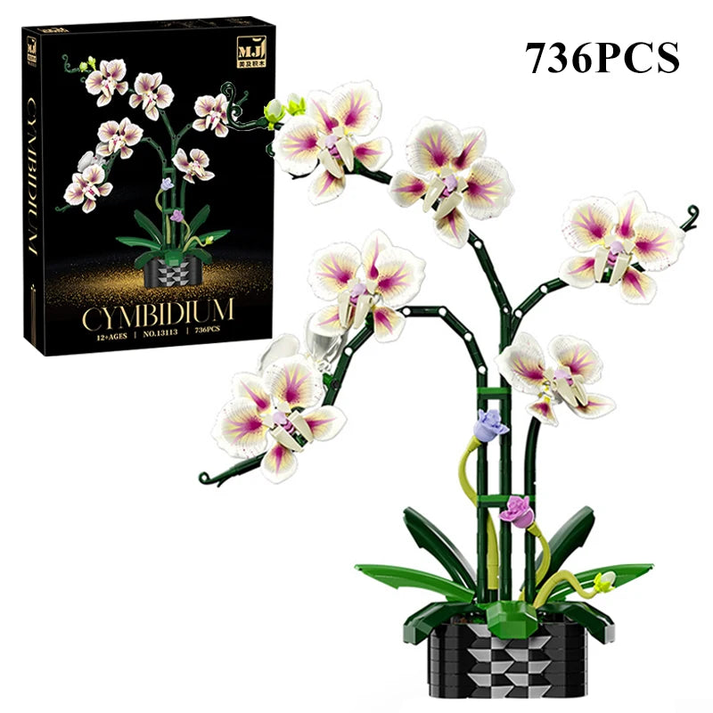 FINGERROCK Orchid Building Blocks DIY Floral Brick Set | Gift