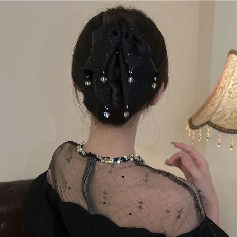 Rhinestone Bow Hair Claw Clip – Lace Shark Clip for Women