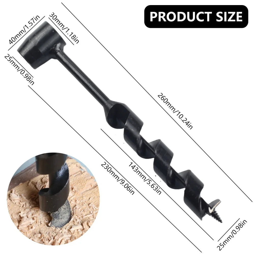 Manual Hand Auger Drill – Carbon Steel Bushcraft Wood Boring Tool Peaceful Pleasures Health and Wellness