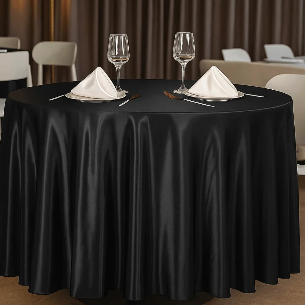 Round Satin Tablecloth | Imitation Silk Banquet Table Cover