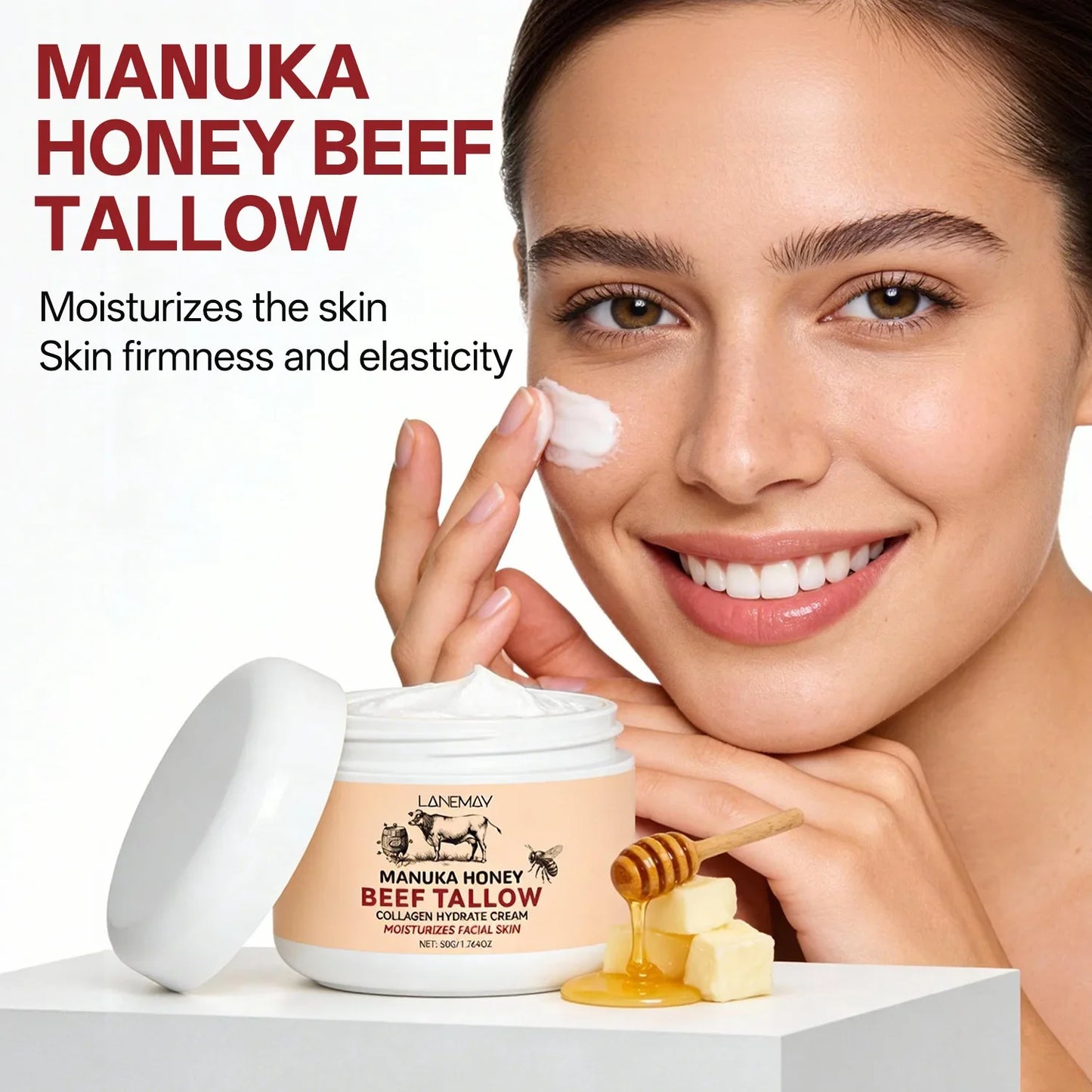 Manuka Honey Beef Tallow Collagen Cream 50g | Face Moisturizer