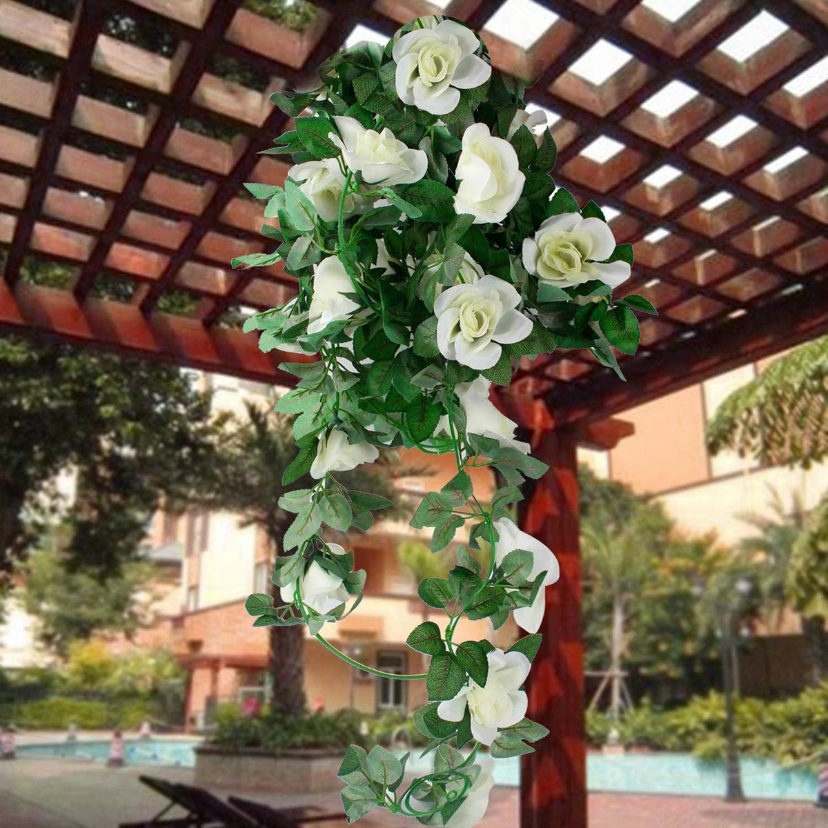 Silk Artificial Rose Vine Garland | Hanging Fake Flower Wall Decor