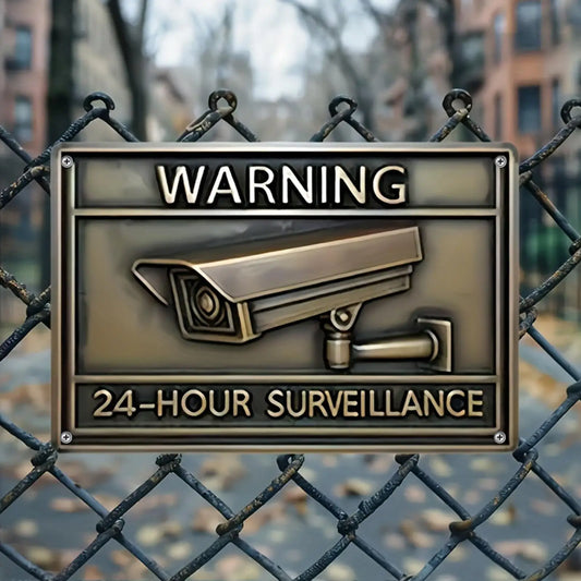 Vintage Metal CCTV Camera Warning Sign – Indoor & Outdoor Security Warning Sign Peaceful Pleasures Health and Wellness