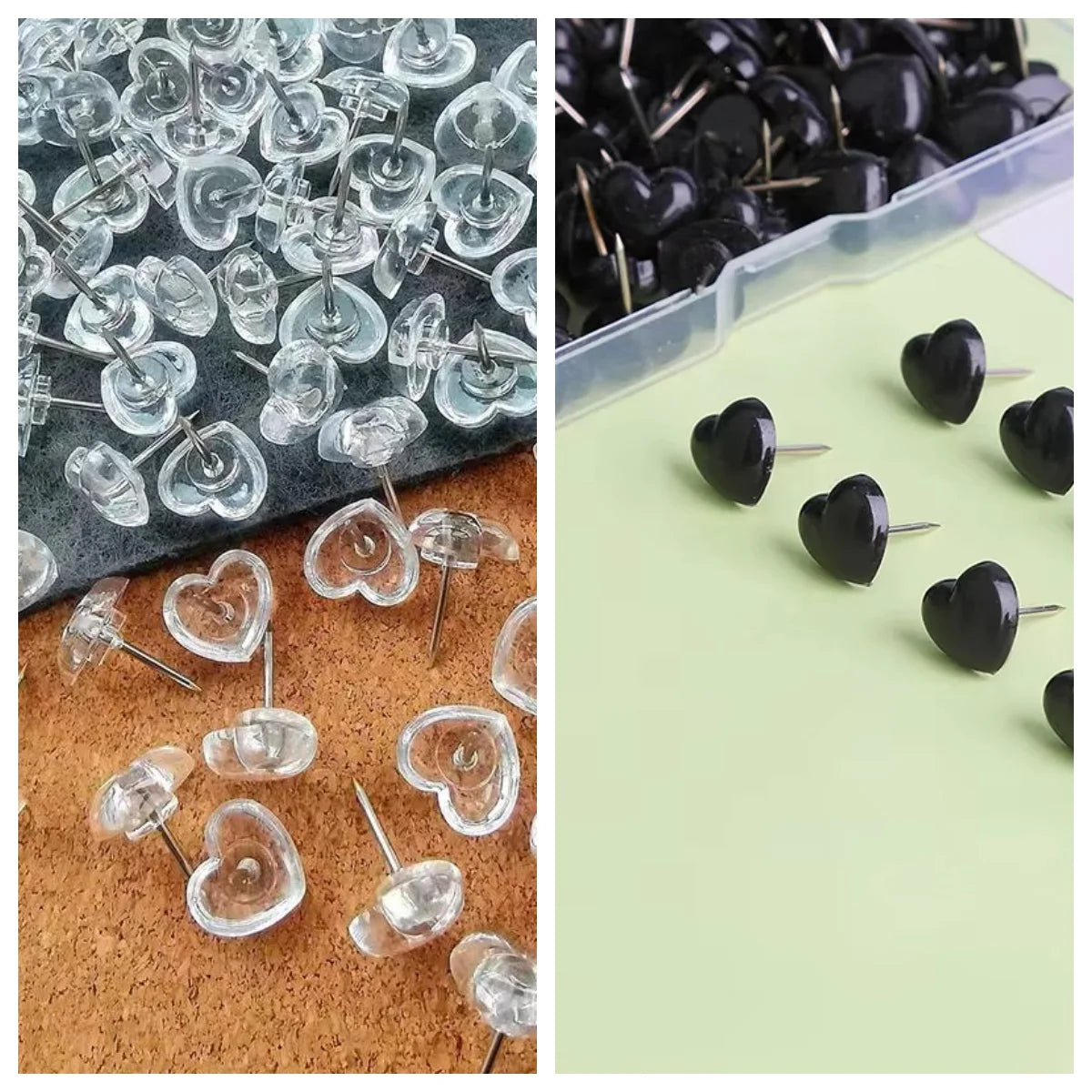 Transparent Love Heart Push Pins Thumbtacks Peach I-beam Nails