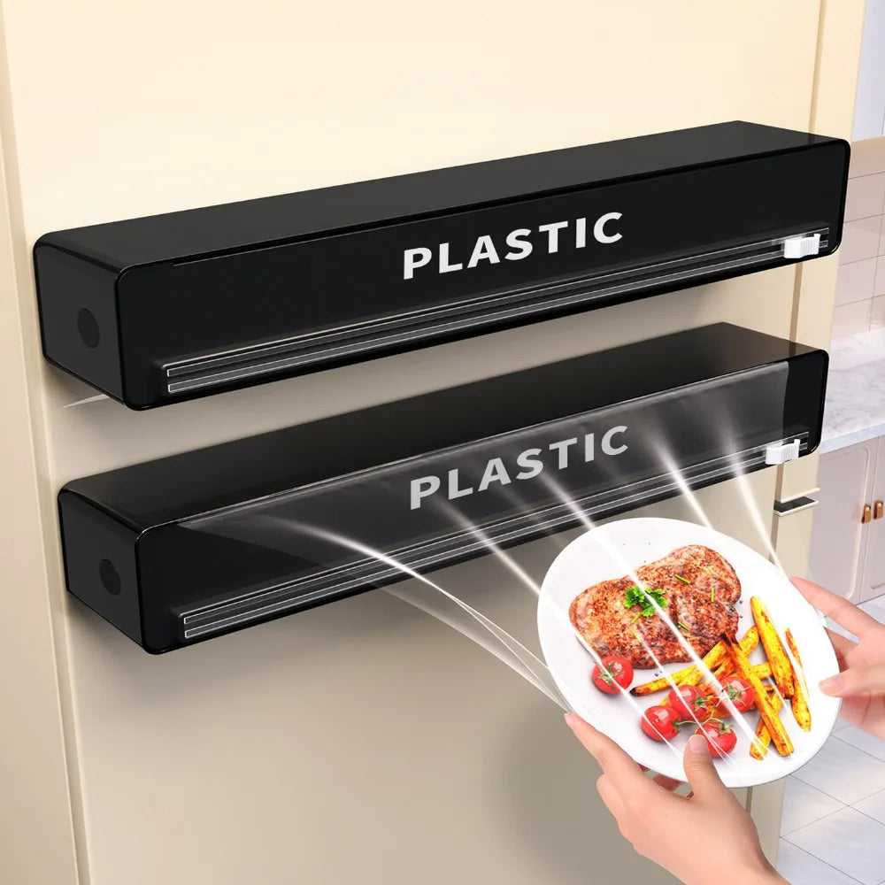 1PC Plastic Wrap Cutter with Magnetic Wall Mount, 2-Way Slide Dispenser Box for Cling Film, Aluminum Foil, Baking Paper Peaceful Pleasures Health and Wellness