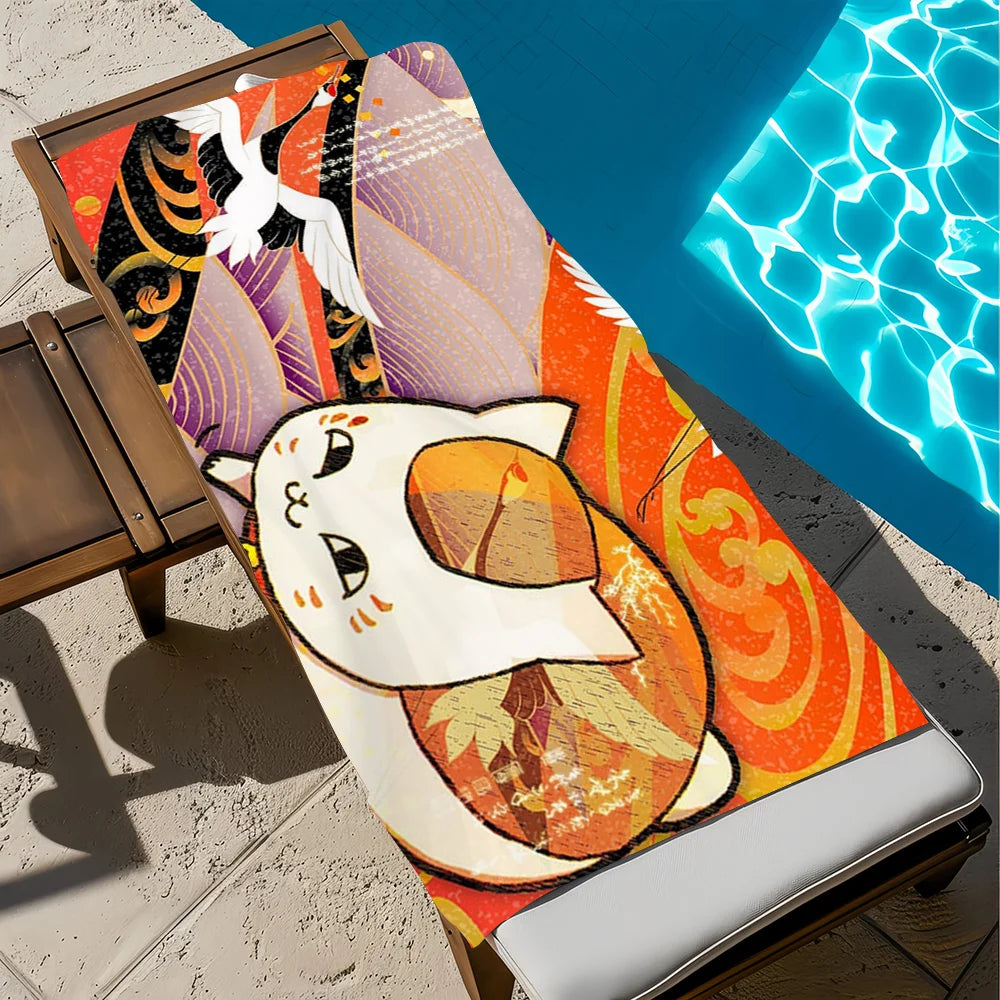 Natsume Yuujinchou Anime Cat Quick-Dry Beach Towel | 11 Sizes Anime Beach Towel Peaceful Pleasures Health and Wellness z9 STJ70x140CM