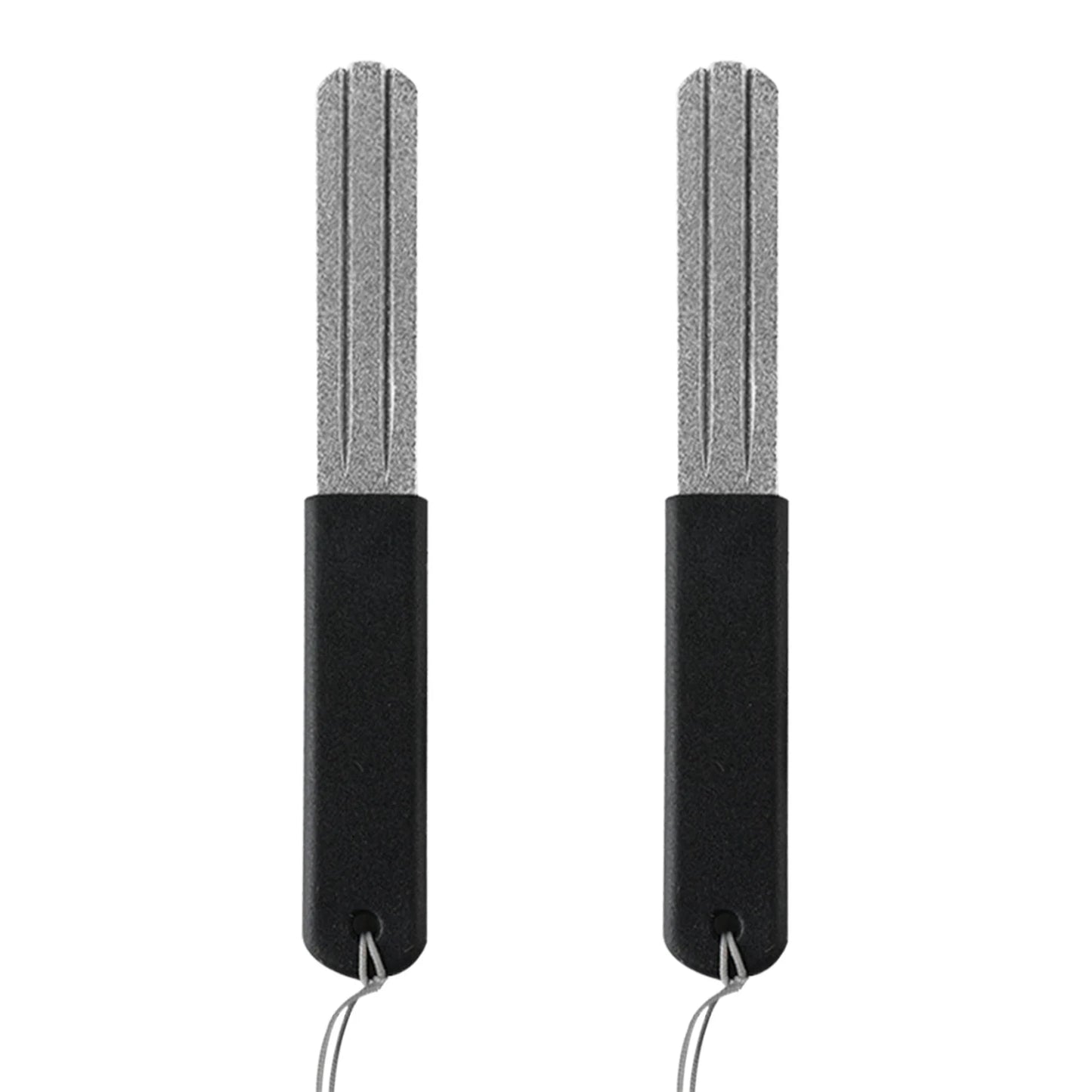 New Diamond Hook Sharpener with 3 Grooves and Lanyard for Fishing Gear Urban Commuting Equipment Peaceful Pleasures Health and Wellness 2pcs Black handle