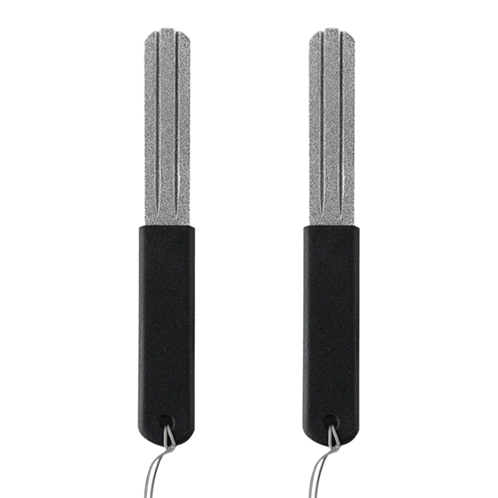 New Diamond Hook Sharpener with 3 Grooves and Lanyard for Fishing Gear Urban Commuting Equipment Peaceful Pleasures Health and Wellness 2pcs Black handle