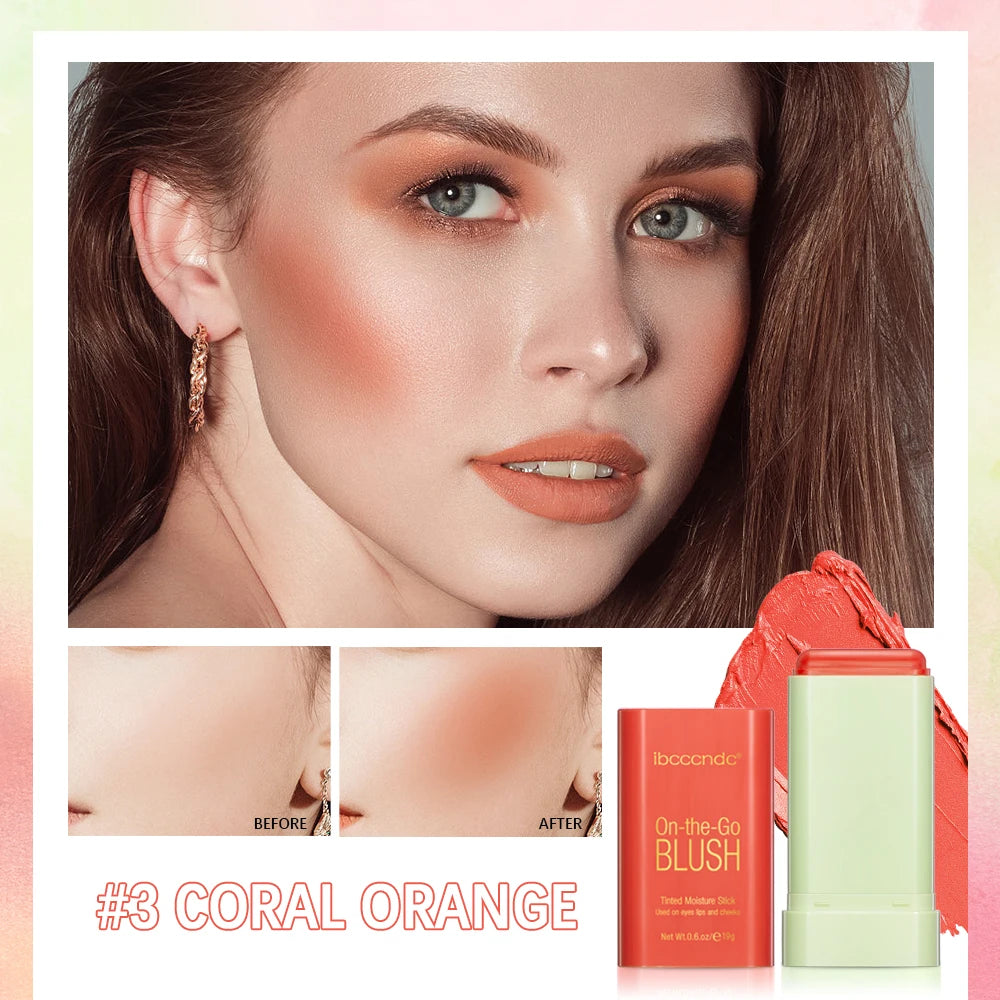 Tinted Mositure Blush Stick Face Pink Cream Cheek Blusher Cosmetics 3 in 1 Makeup Tubes used on lips eyes cheeks Peaceful Pleasures Health and Wellness
