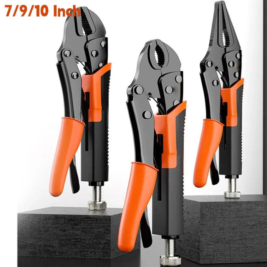 7/9/10 Inch Strong Locking Pliers Universal Multifunctional Pressure Pliers Round/Straight/Tip Mooth Pipe Wrench Hand Tools Peaceful Pleasures Health and Wellness