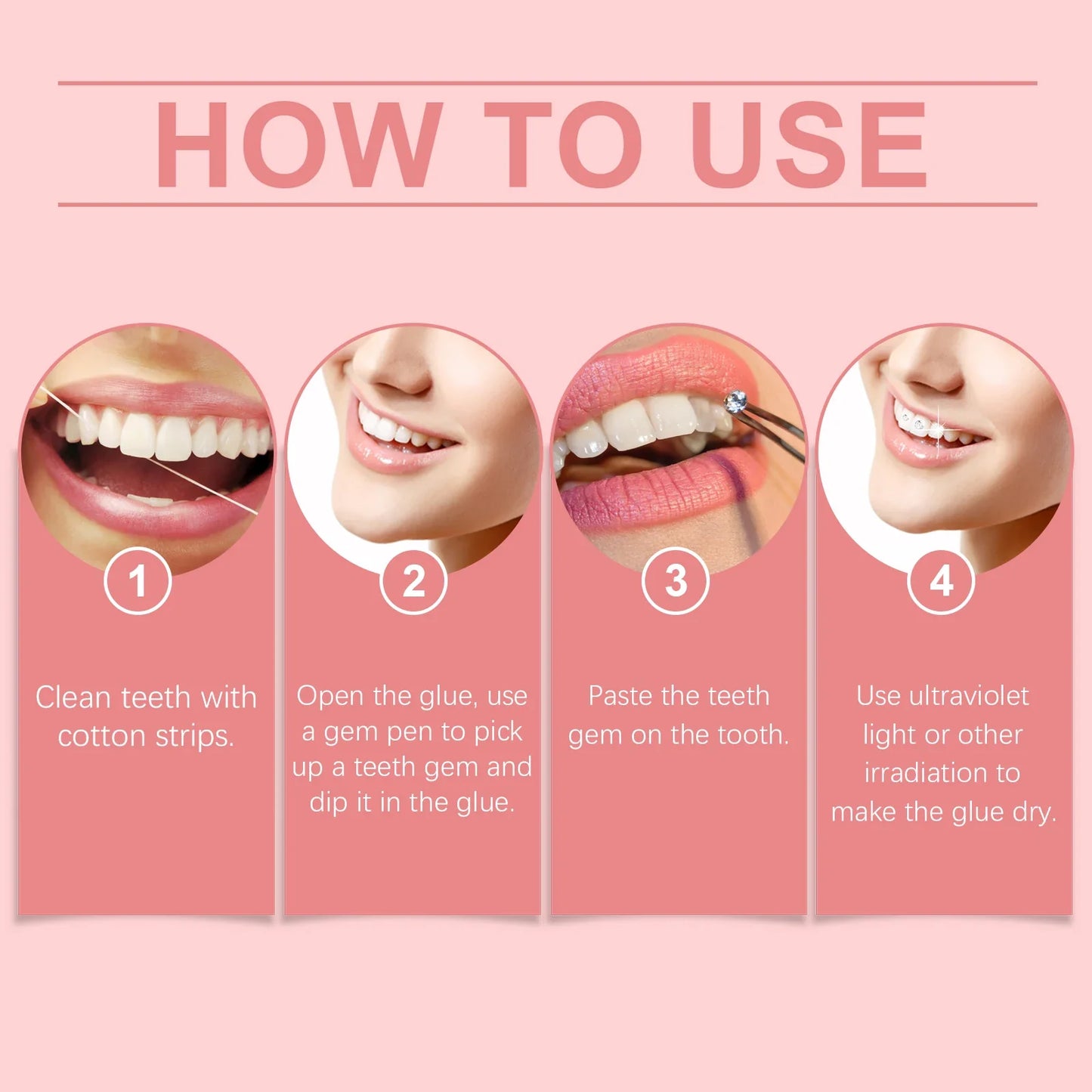 Teeth Gems DIY Kit – 100 Dental Gems, UV Light & Adhesive