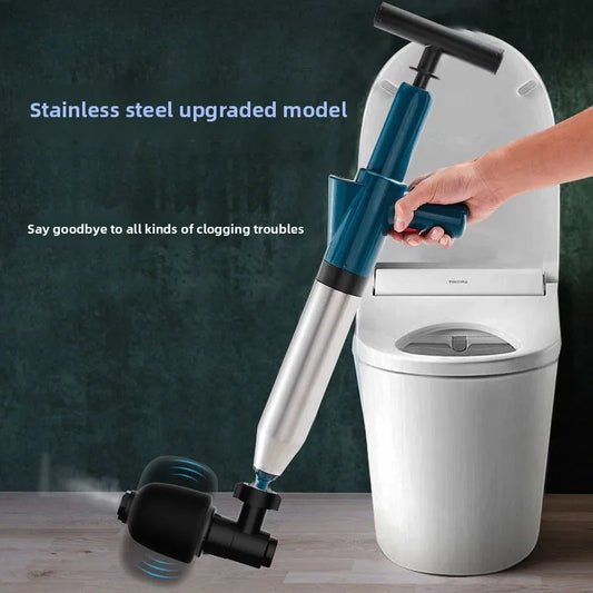 High Pressure Air Drain Blaster Bathroom Sink Sewer Drain Clog Remover Tools Stainless Steel Toilet Plunger Pipeline Unclogger Peaceful Pleasures Health and Wellness