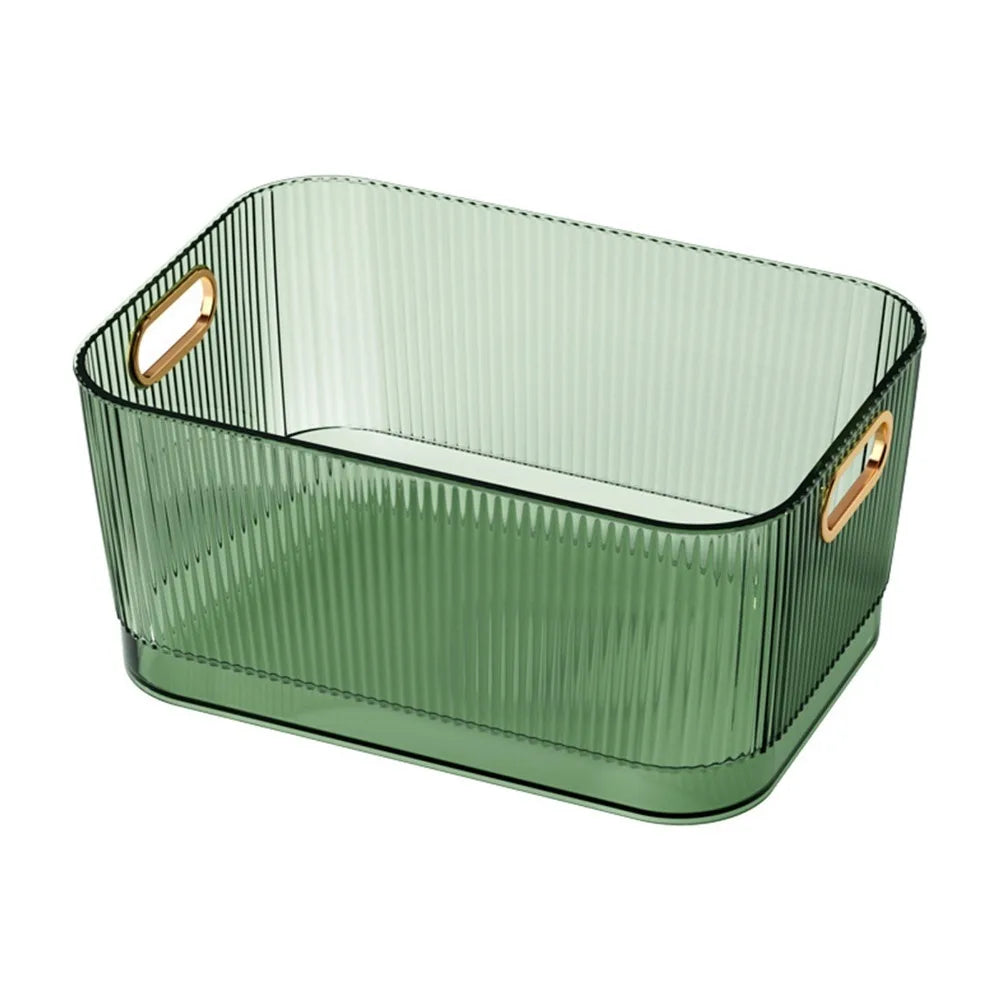 Transparent Desktop Storage Basket Green Large Capacity Acrylic Storage Bin Rectangular Portable Acrylic Storage Basket Bathroom Peaceful Pleasures Health and Wellness A L