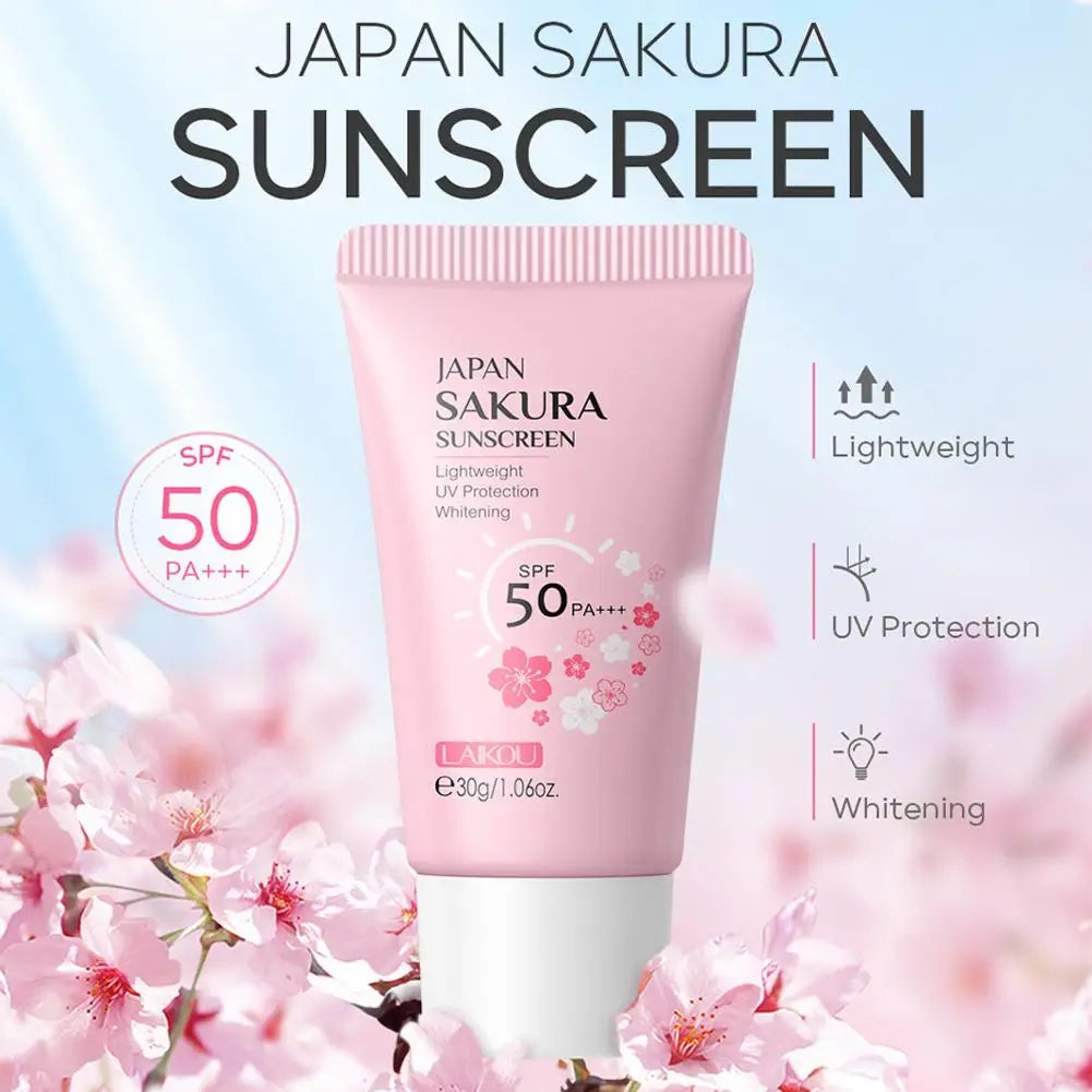 Sakura Sunscreen Cream SPF50 Moisturizing UV Protect Face Body Sunscreen Isolation Lotion Oil Control Reduce Melanin Skin Care Peaceful Pleasures Health and Wellness
