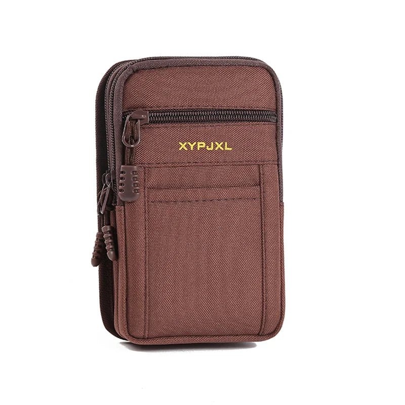 Men Bag Universal Multi-color Vertical Black Portable Belt Change Key Hanging Waist Storage Bags Mobile Phone Waist Bag Peaceful Pleasures Health and Wellness Coffee color