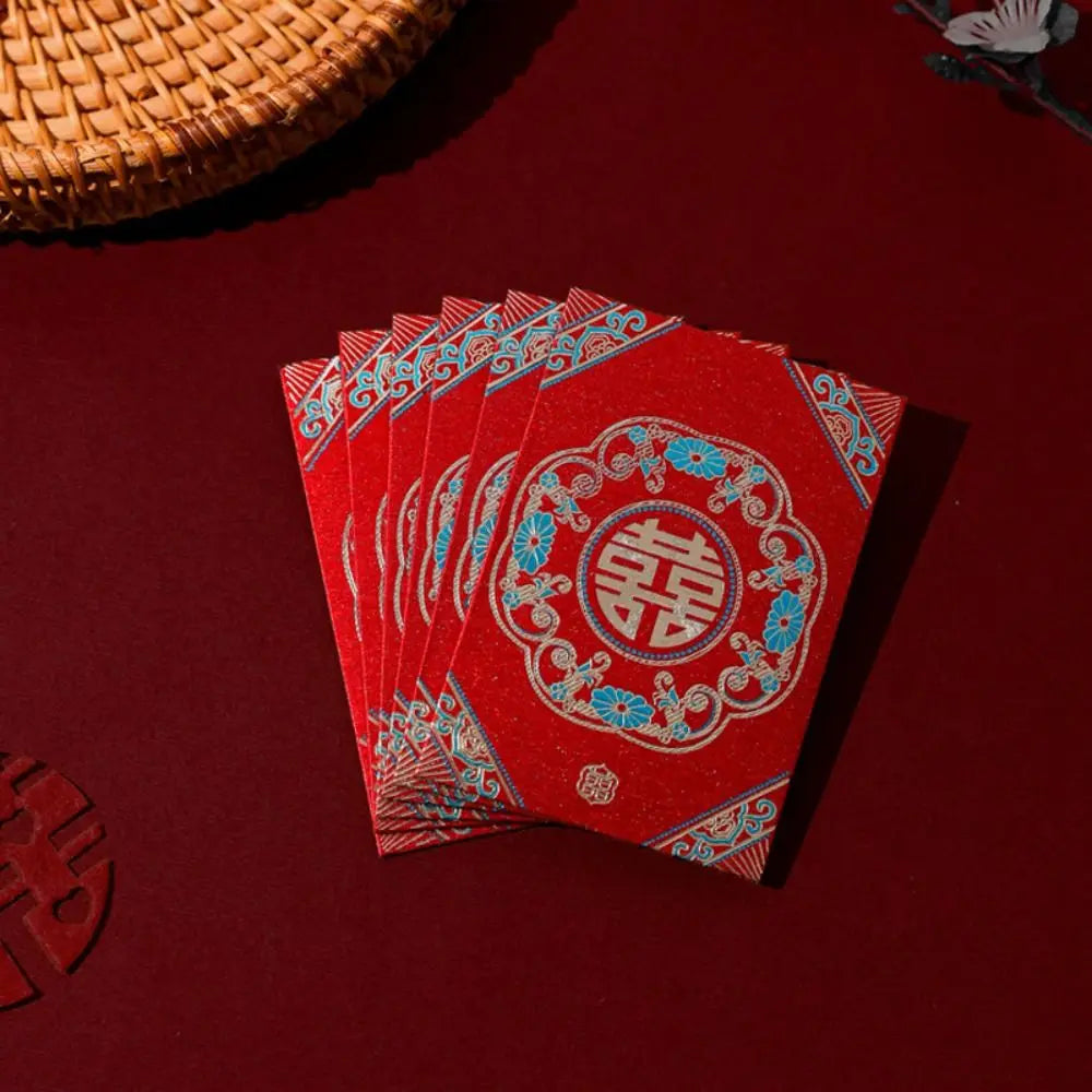 20pcs New Trendy Multiple Patterns Money Pocket Best Wishes Good Luck Red Envelope Lucky Money Blessing Bag Party Gifts Peaceful Pleasures Health and Wellness 02