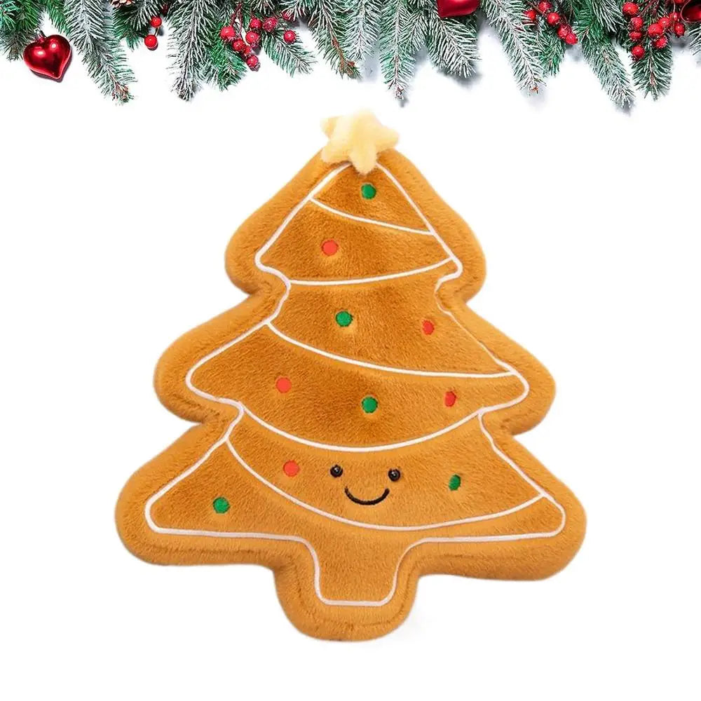 Christmas Plush Decorative Pillow | Tree & Gingerbread Cushion