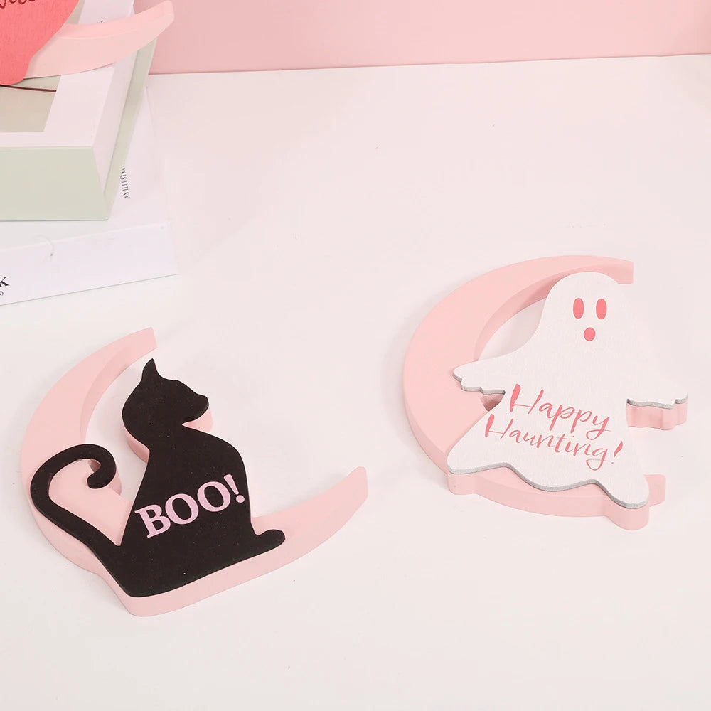Halloween Decorations Ghost Black Cat Witch Themed Ornaments