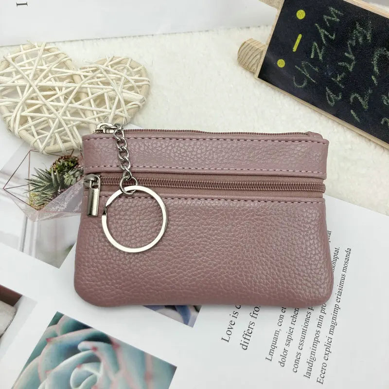 Women PU Leather Coin Wallet Portable Comfortable Coin Purse with Loop Gift for Birthday Christmas Day Peaceful Pleasures Health and Wellness