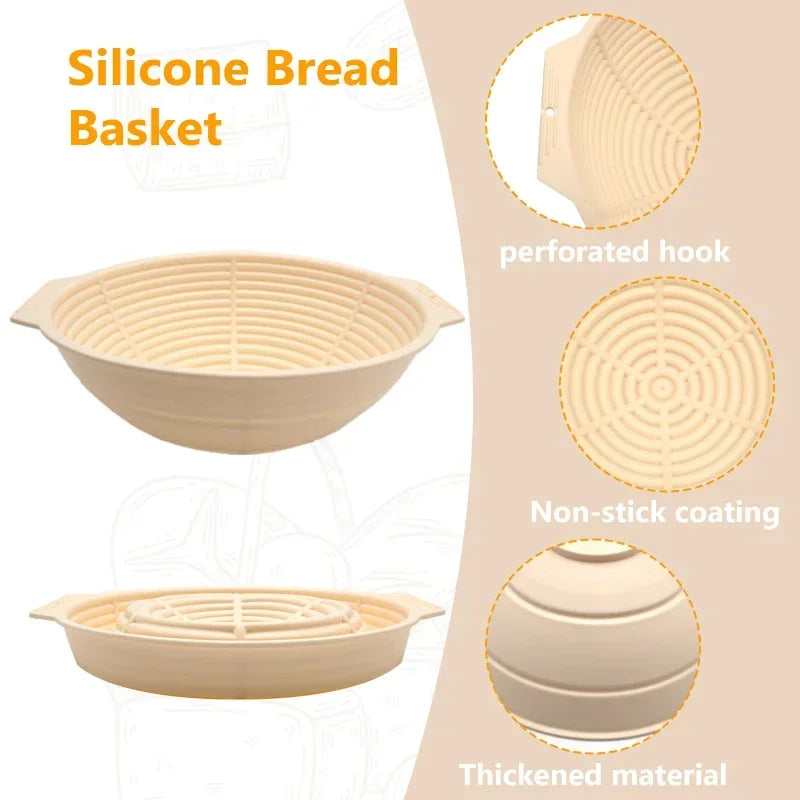 Food Grade Silicone Nonstick Bread Leavening Basket Foldable Round Oval Square Home Baking Easy Clean Fermentation Bowl Peaceful Pleasures Health and Wellness