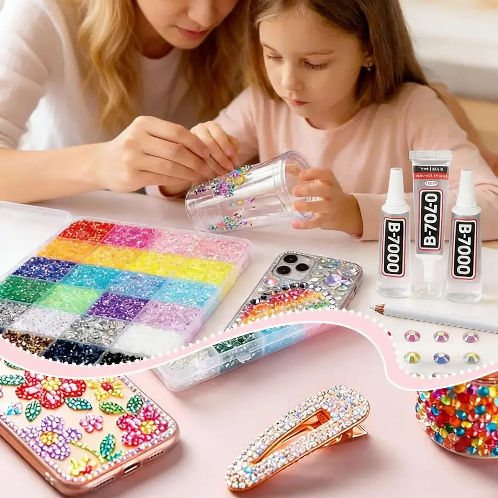 1Set 24/40 Grid 3mm Mixed Color Resin Drill AB Rhinestone Set For Nail Art Charms Colorful DIY Decoration Clothing Crafts Peaceful Pleasures Health and Wellness