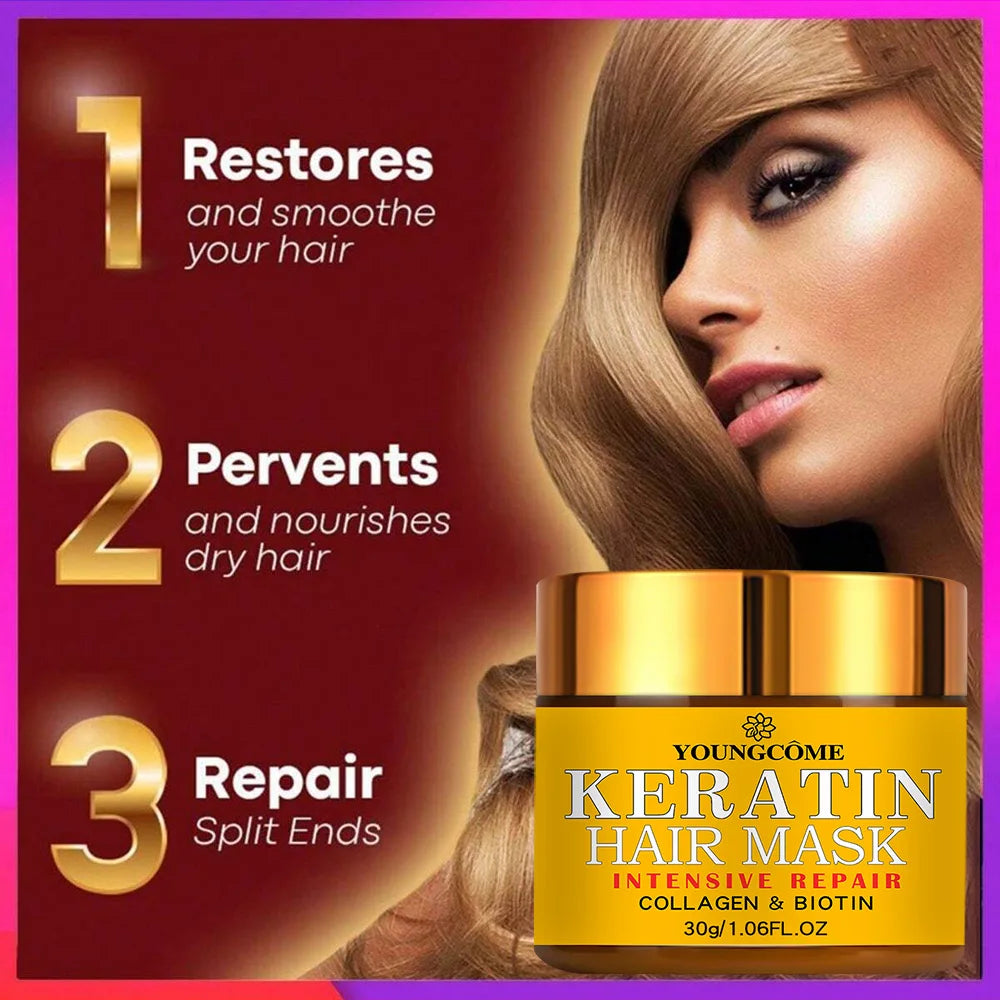 Hair Repairs Hair Mask Biotin Collagen Keratin Treatment Hairs Conditioner Hair Essential Oil Nourishing for Dry Damaged Peaceful Pleasures Health and Wellness