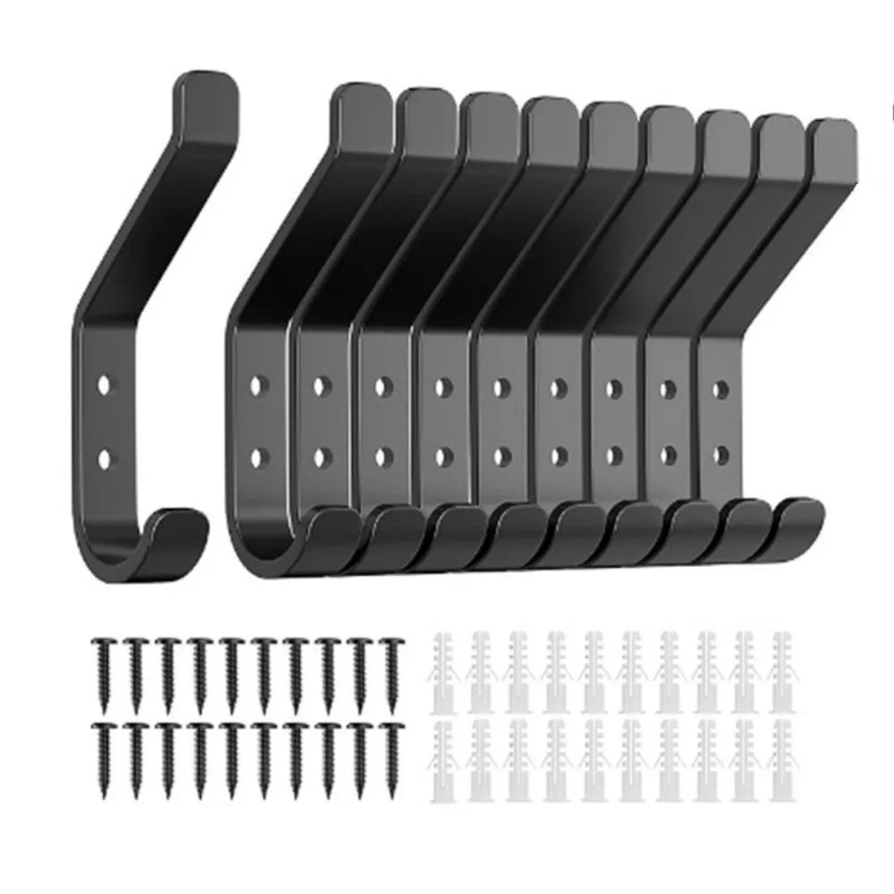 Heavy Duty Black Carbon Steel Wall Hooks – Multi-Pack Set