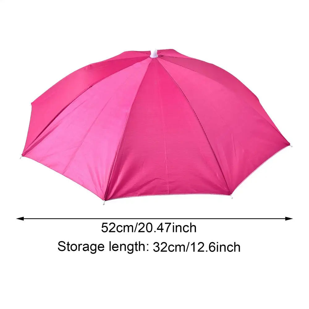 Foldable Head Umbrella Hat Portable Foldable Rain Umbrella Hat Outdoor Fishing Sunshade Hat for Golf Gardening Camping Peaceful Pleasures Health and Wellness Rose red