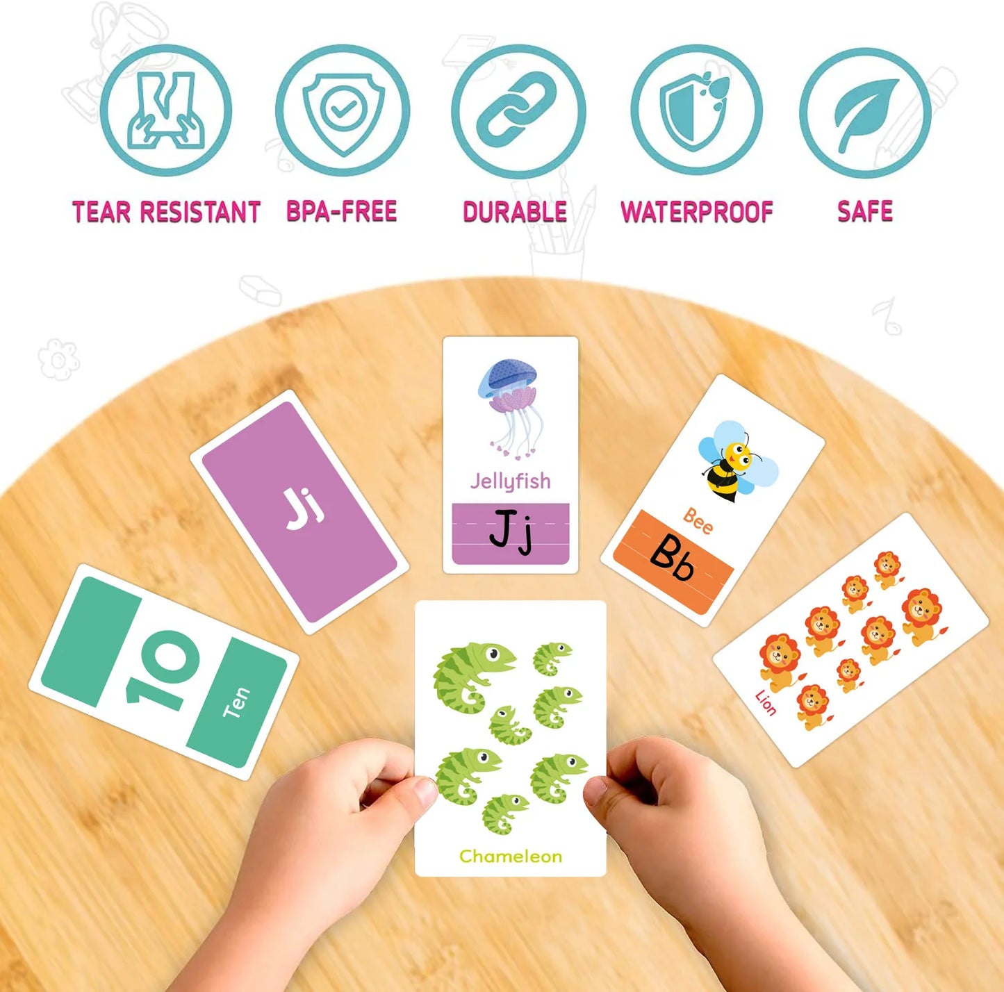 Bview Art Montessori Flash Cards Toddlers Alphabet Numbers Colors
