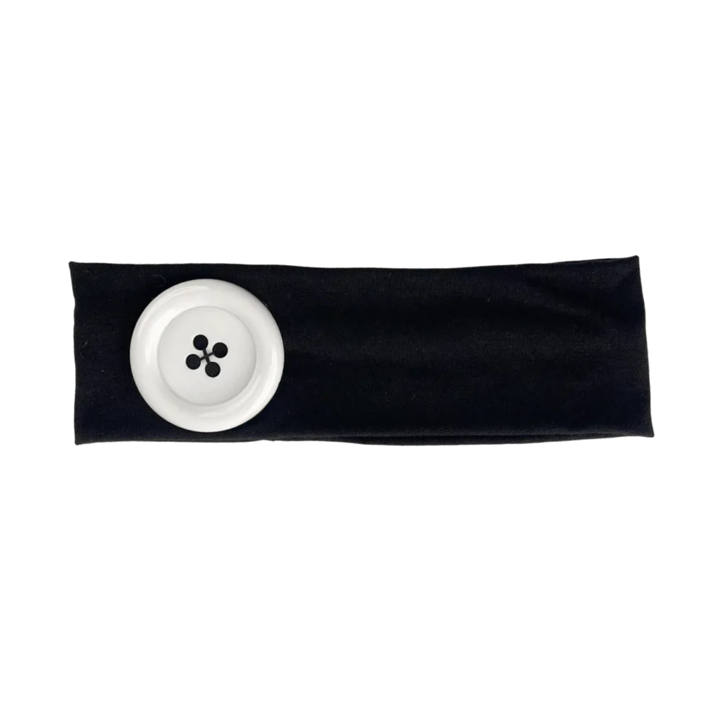 Wide Polka Dot Headband | Vintage Elastic Wrap for Yoga & Gym Hair Headband Peaceful Pleasures Health and Wellness Black-White