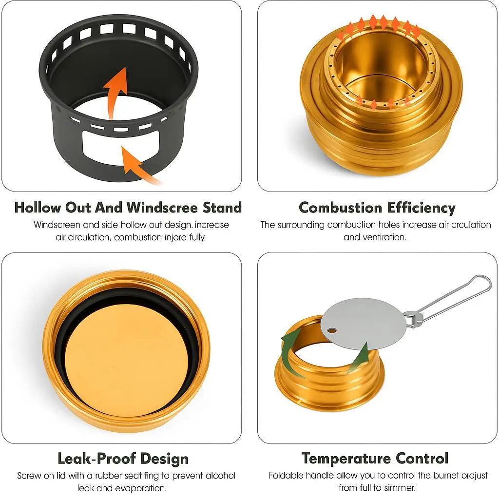 2 In 1 Mini Alcohol Stove Portable Alcohol Burner With Stainless Steel Cross Stand, Storage Bag, Lightweight Tiny Brass Stove ﻿ Peaceful Pleasures Health and Wellness