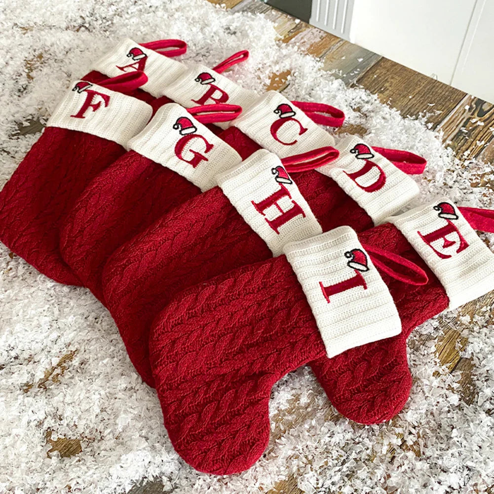 Personalized Knitted Christmas Stocking – Monogram Initial