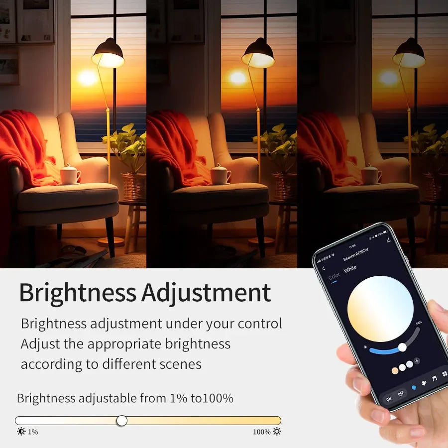 220V E27 Tuya Bluetooth Smart Bulb 9W 15W 18W Color Changeable LED RGB Lamp Dimmable Smart Life APP Control Timer Function Peaceful Pleasures Health and Wellness