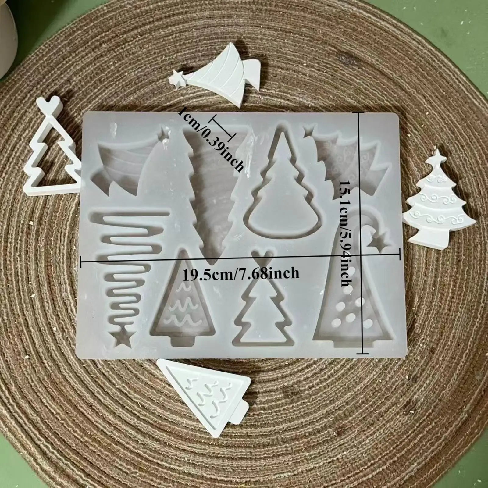 Christmas Tree Casting Mold 8-Grid Heat Resistant Ornament Crafts Mould Christmas Tree Resin Casting Molds For Festival Party Peaceful Pleasures Health and Wellness