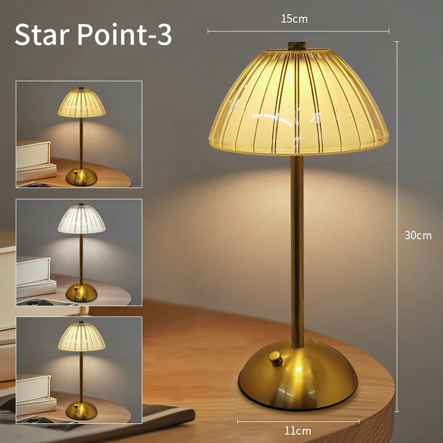 Rechargeable Crystal LED Table Lamp – 3-Color Dimmable Touch