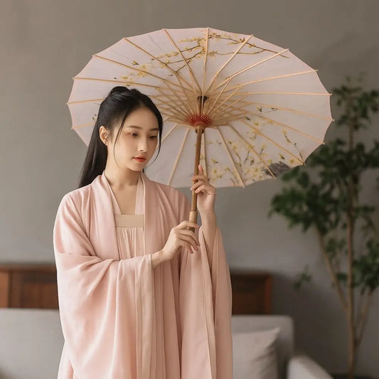 Handmade Bamboo Oil Paper Umbrella | Chinese Hanfu Parasol Decorative Parasol Umbrella Peaceful Pleasures Health and Wellness