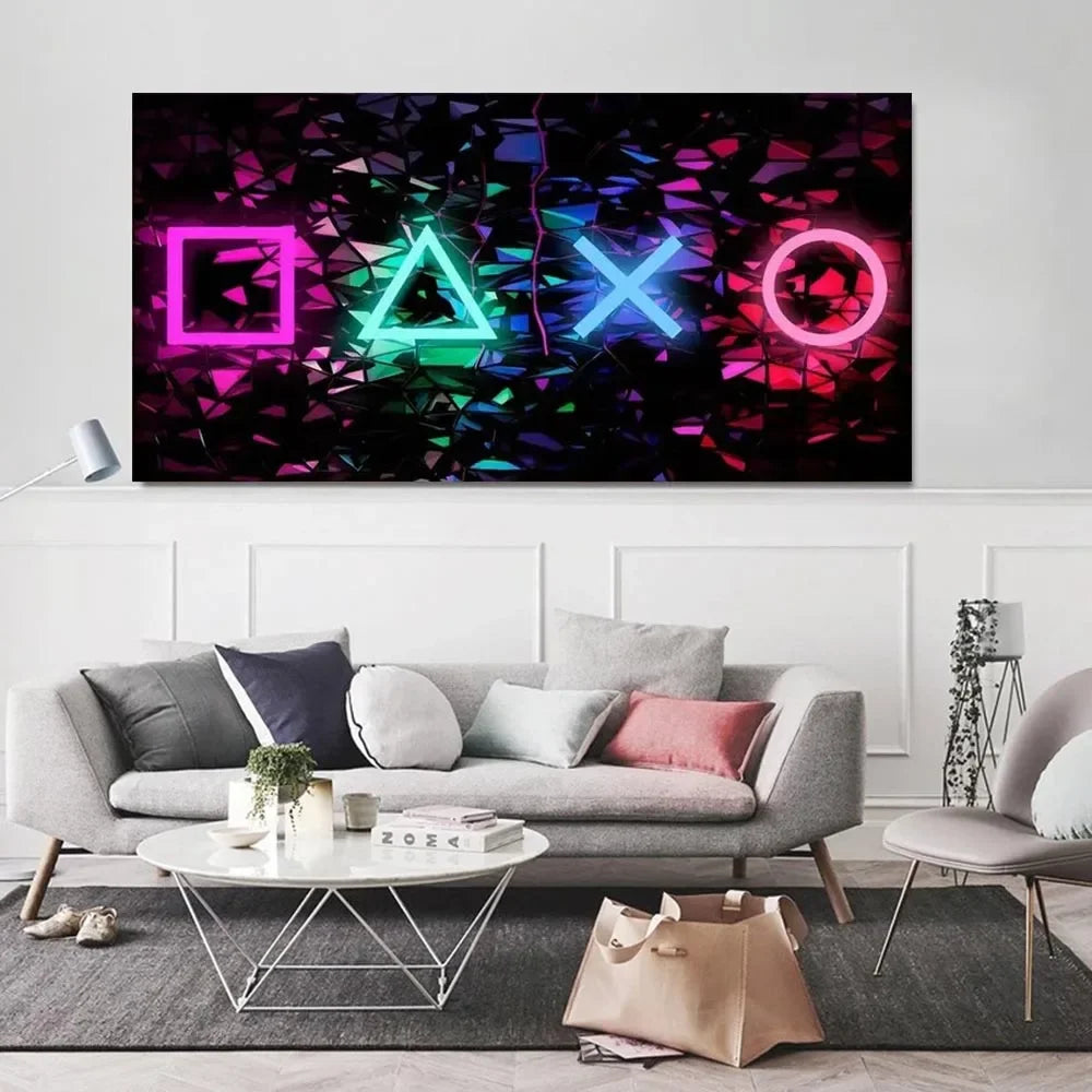 Creative Neon Game Symbol Poster Printing, Wall Art Pictures, Boy Room Decoration, Birthday Gift, Wall Decoration, Home Decor Peaceful Pleasures Health and Wellness