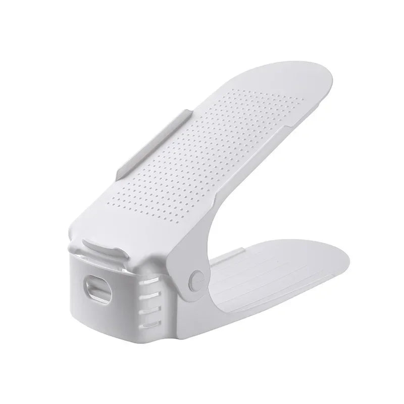 New Shoe Stacker Adjustable Shoe Slots Organizer Shoes Slots Space Saver Double Deck Rack Holder For Closet Organization Peaceful Pleasures Health and Wellness white-1pc