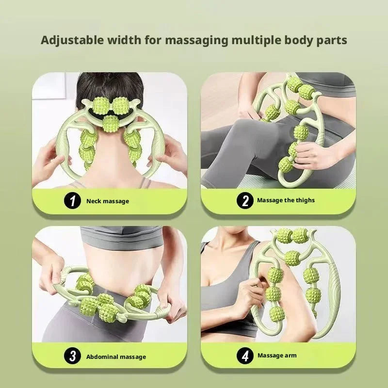 9-Roller Ring Leg Massager Deep Muscle Relaxation Tool Portable 360° Massage for Calves Arms Neck Home Fitness Shaping Tool Peaceful Pleasures Health and Wellness
