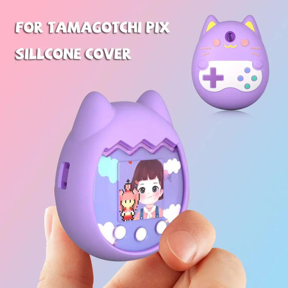 Silicone Case for Tamagotchi Pix – Cat Design & Hand Strap