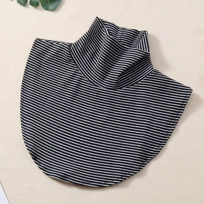Versatile Winter Modal High Neck Fake Collar Solid Detachable Fashion Color Warm Collar Jersey Turtleneck Elastic Practical New Peaceful Pleasures Health and Wellness black streak