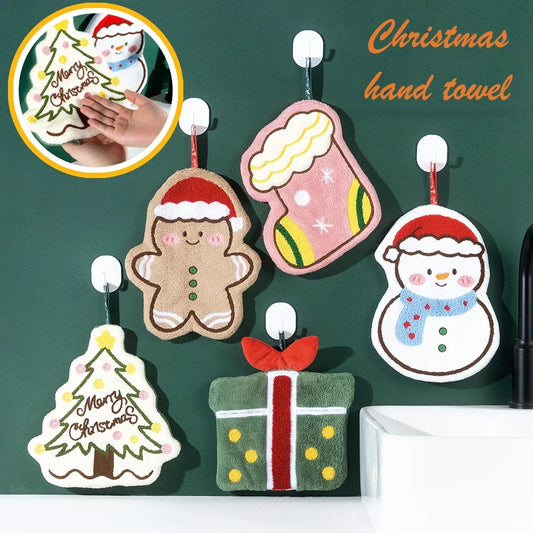 Christmas Hand Towel – Coral Fleece Quick-Dry Holiday Kitchen Towel Peaceful Pleasures Health and Wellness