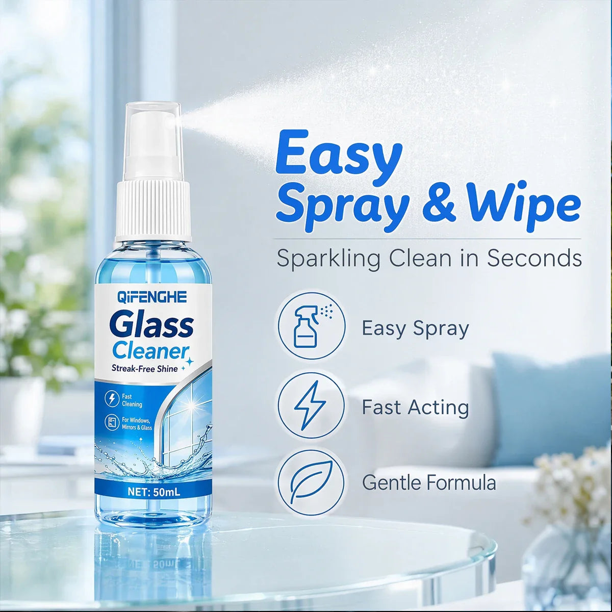 50ml Streak-Free Car Glass Cleaner Spray | Oil Film Remover