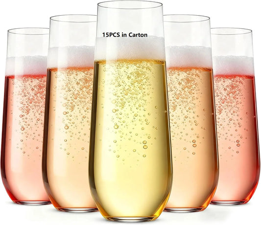 15PCS Free BPA 9oz Flute Recyclable Unbreakable & Clear Plastic Champagne Glasses Flute Party Wine Tasting Wedding New Years Eve Peaceful Pleasures Health and Wellness 15PCS